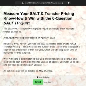 SALT Transfer Pricing&nbsp;Quiz